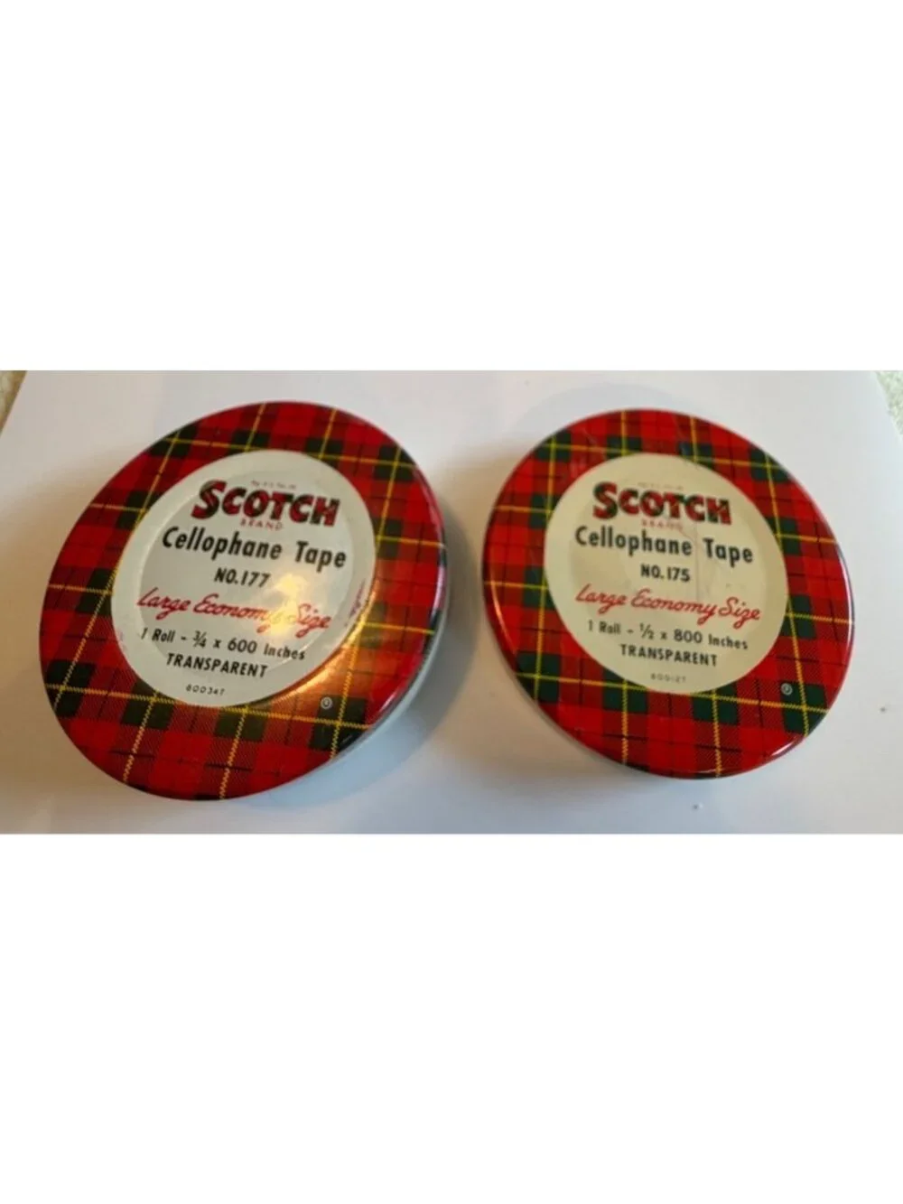 Vintage Scotch Transparent Tape Dispenser Tin 175 & 177 Lot of 2 Office Empty